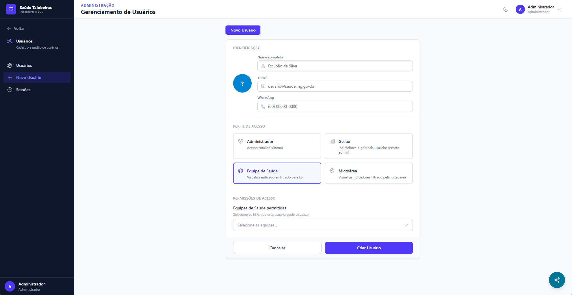 Gestão de Usuários